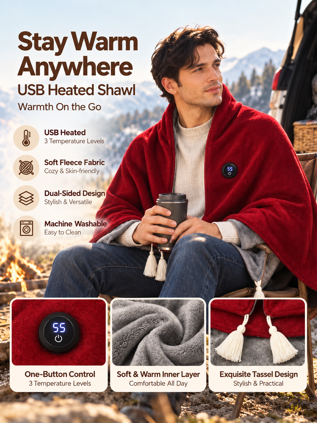 Finimade heated shawl — outdoor lifestyle